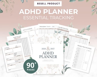 ADHD Planner Lists, MRR PLR Digital Planner, Editable Canva Templates, meal planner, Master Resell Rights, Rebrand Resell, spending tracker