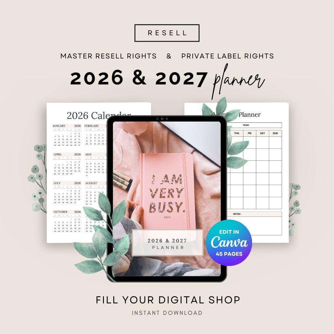 2026 Digital Planner With PLR and MRR, Editable Canva Planner, Rebrand ...