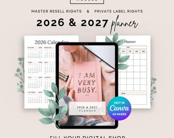 2026 Digital Planner with PLR and MRR, Editable Canva Planner, Rebrand & Resell, Resellable Planner, PLR Digital Products