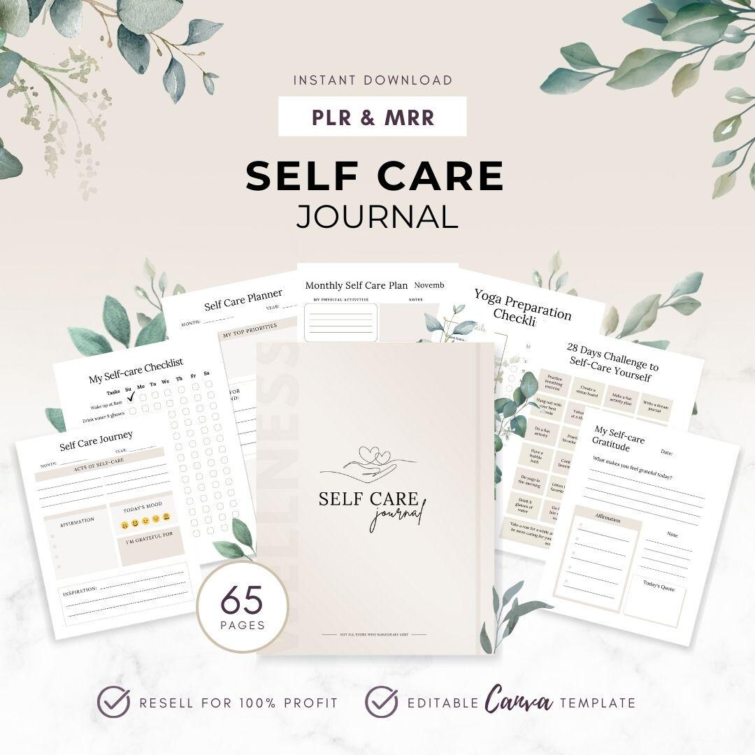 Self Care and Wellness Journal, Wellness Planner, MRR Plr Digital ...