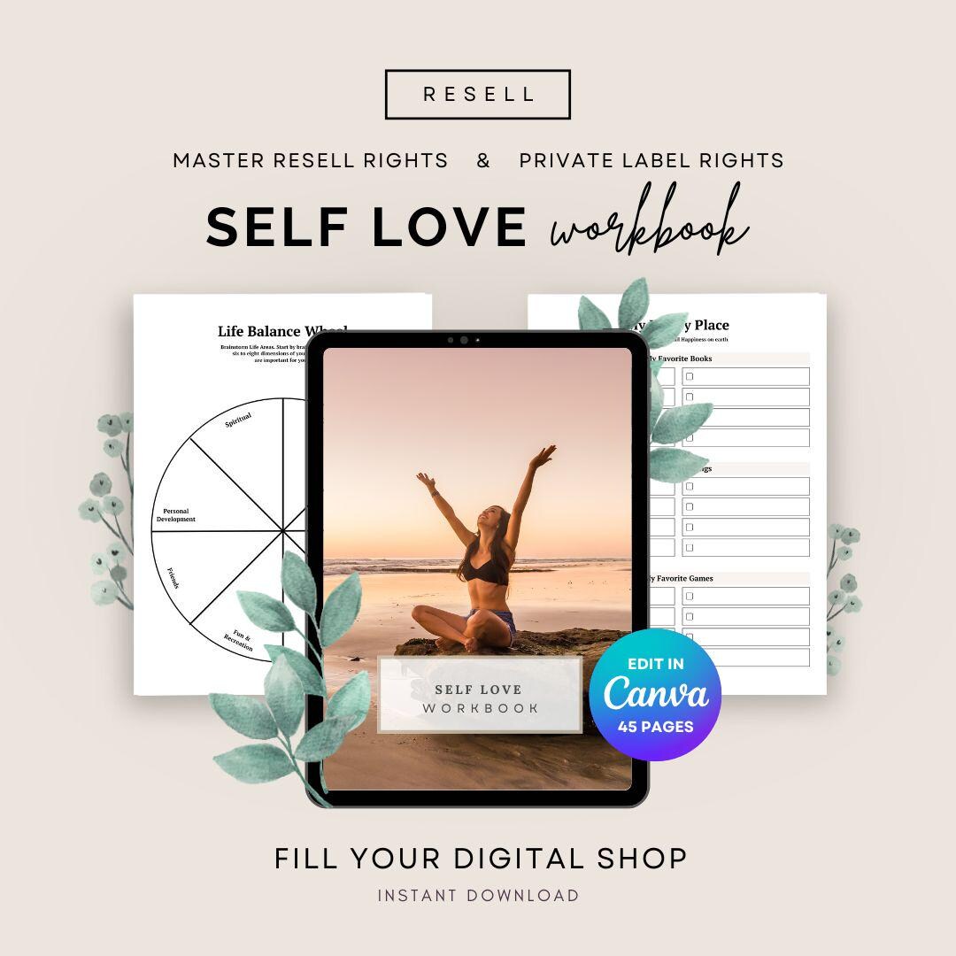 Self Love Workbook, Self Care Planner, MRR Plr Digital Planner ...