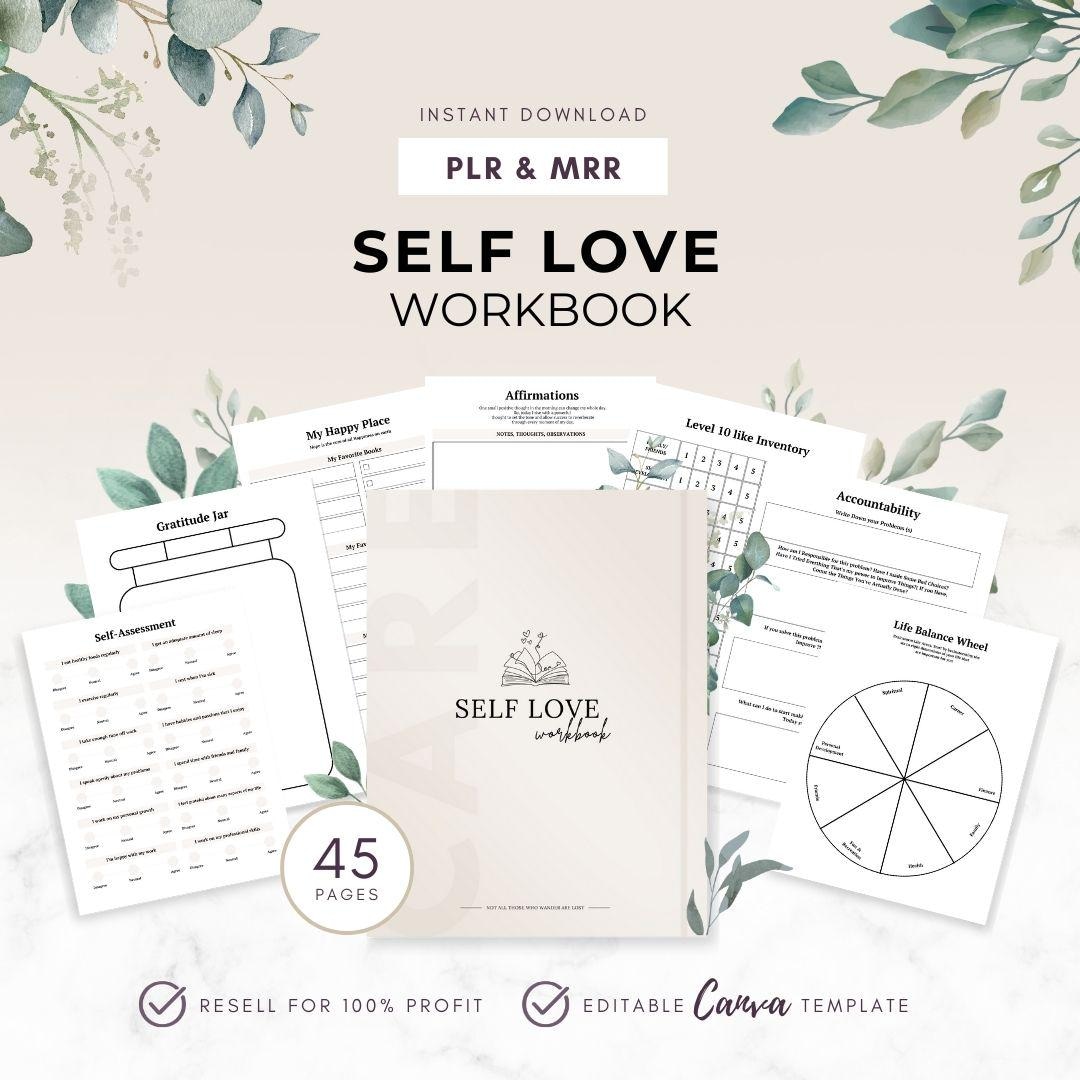 Self Love Workbook, Self Care Planner, MRR Plr Digital Planner ...