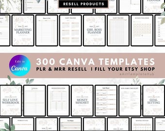 Más de 300 productos digitales con MRR, paquete de reventa digital, paquete de diario, libro electrónico de planificador PLR, derechos de reventa maestra, plantillas de planificador digital dfy