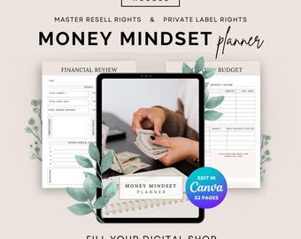 Planificador de mentalidad financiera, Planificador digital MRR PLR, Derechos de reventa de plantillas de Canva, Cuaderno de trabajo de riqueza, Planificador de libertad financiera, Planificador MRR