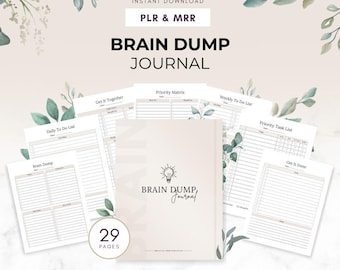 Brain Dump, ADHD Daily Planner, MRR Plr Digital Planner, To Do List, ADHD Organizer, Printable Planner, Canva Template, Master Resell Rights