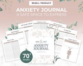 Anxiety Journal, MRR PLR Digital Planner, Editable Canva Templates, Master Resell Rights, Rebrand Resell, medication tracker, mood tracker