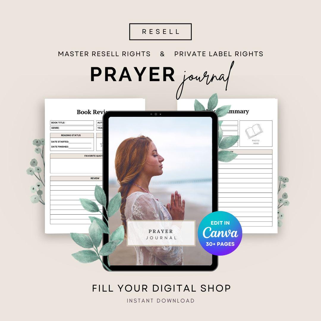 Printable Prayer Journal MRR PLR Digital Planner, Bible Study ...