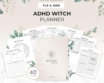 Witchy planner, ADHD Witch, MRR PLR Digital Planner, Witch journal, Tarot journal, Printable planner, Canva Templates, Master Resell Rights,