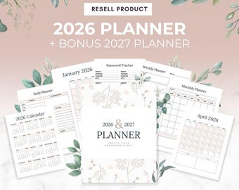 2026 Planner, MRR PLR Digital Planner, Editable Canva Templates, Organisation Planner, Master Resell Rights, Rebrand Resell, Digital Product