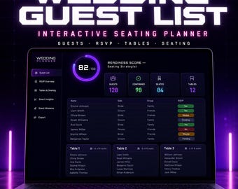 Planificador interactivo de lista de invitados y distribución de mesas para bodas (descarga en HTML)