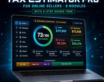 Tax Estimator Pro | Self-Employment, Federal Tax Calculator (Digital Download)