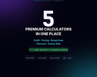 Kit de herramientas para calcular las ganancias del vendedor / 5 herramientas para precios, punto de equilibrio y tarifa por hora (descarga instantánea)