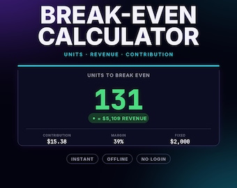 Calculadora de punto de equilibrio / Unidades, ingresos, contribución (instantánea sin conexión)
