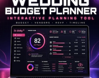 Planificador de presupuesto para bodas, seguimiento de proveedores, gestor de confirmaciones de asistencia (descarga digital)