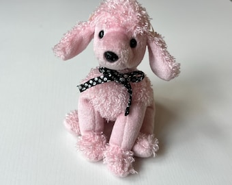 Rosa pudel "Brigitte" Vintage Ty Beanie Babies gosedjur plyschvalp 2001