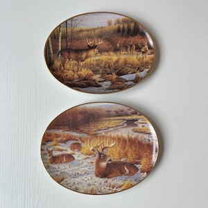 Deer Elk Woodland Tranquility Porcelain Collectors Plates Wildlife