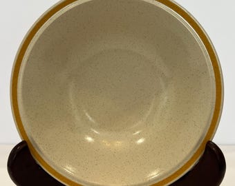 Yellow Stripe Speckled Bowl, Hearthside Garden Festival Stoneware, 1980s
