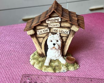 Westie In the Dog House Vintage Figurine Sherratt and Simpson England West Highland White Terrier