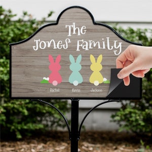 Personalized Colorful Bunny Family Magnetic Sign, family easter sign, easter outdoor garden decor, easter yard art, custom -gfyV1426134
