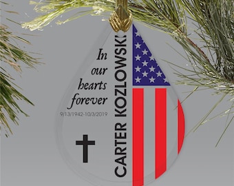 Personalized Air Force Christmas Ornament Military Memorial Glass Tree Ornament