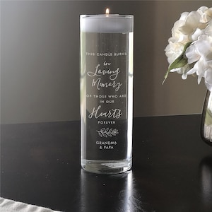 Engraved Burns in Loving Memory Floating Candle Vase, Candle Holder, Personalized Memorial Candle, Memorial Gift -gfyL17461266