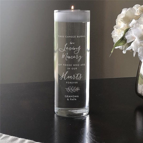 Gravé Burns in Loving Memory Floating Candle Vase, Candle Holder, Custom Memorial Candle, Memorial Gift -gfyL17461266