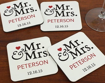 Mr. and Mrs. Personalized Coasters, wedding gift, gifts for couple, personalized wedding favors, personalized coasters, custom -gfy698259CS