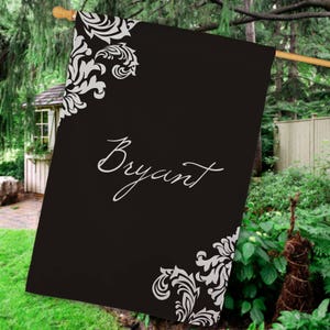 Family Welcome Printed House Flag, personalized house flag, polyester house flag, floral, script, custom, outdoor decor -gfy83074232LX