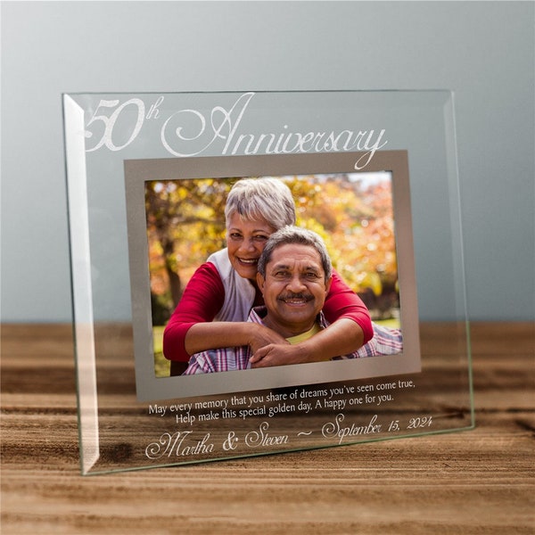 50th Anniversary Glass Picture Frame, Personalized Anniversary Frame, Couples Frame, Gift For Mom and Dad, 50th Wedding Anniversary Gifts