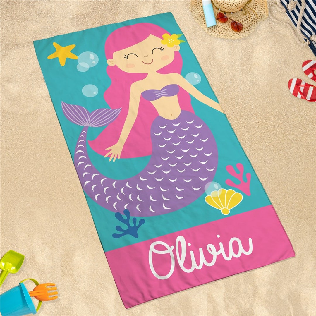 Sandfree Personalized Mermaid Beach Towel, Beach, Pool, Summer, Sand Free Towel, Mermaid, Girls