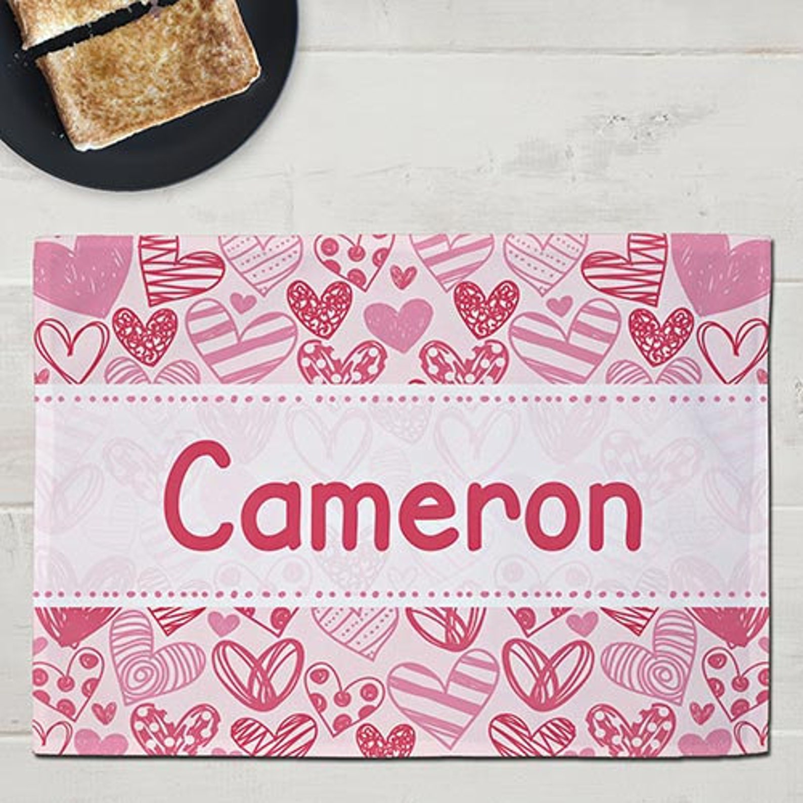 Pink Hearts Personalized Kids Placemat Personalized Placemat Etsy