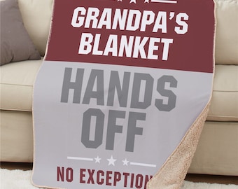 Personalized Hands Off Sherpa Throw, Hands Off, throw blanket, soft, personalized blanket, home decor, gift, winter, Grandpa -gfyU12846119
