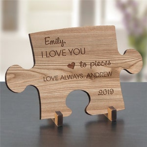 Engraved Love You To Pieces Wood Puzzle Piece, keepsake, couples keepsake, love, gift, girlfriend, wooden, home decor, custom -gfyW110141
