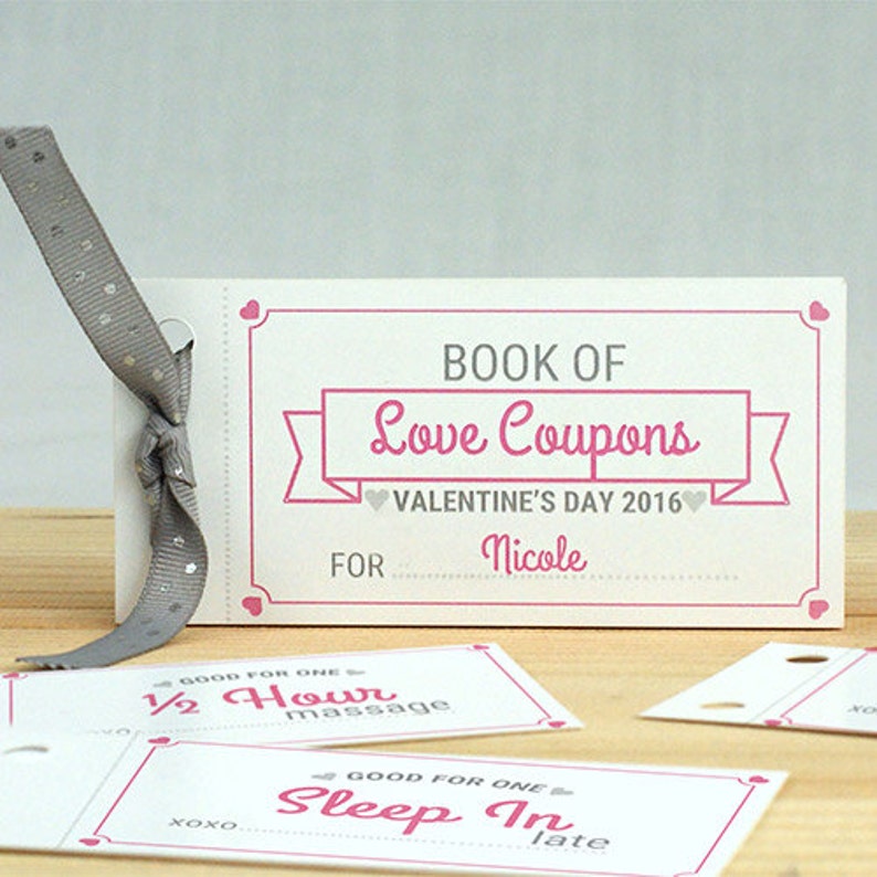 Personalized Love Coupon Book for Her valentines gift for
