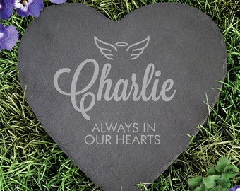 Engraved Always In Our Hearts Heart Slate Stone, Dog Memorial Stone, Heart Slate Stone, Grave Marker, Loss Of Dog Gift, Pet Memorial Gift