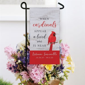 Personalized Memorial Cardinal Mini Garden Flag, Memorial Gift, Loss Of Loved One, Custom Garden Flag, Memorial Garden, Sympathy Gift