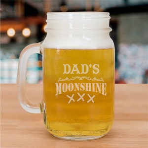Dad&#39;s Moonshine Engraved Mason Jar, father&#39;s day gift, gift for him, mason jar mug, personalized drinkware, personalized, custom -gfyL945271