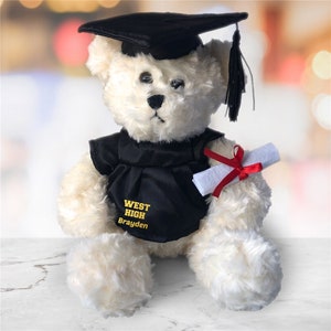 Personalized Cap and Gown Graduation Cream Plush Bear, class of 2025 teddy bear, grad gift, stuffed bear, grad bear, graduation 25, college