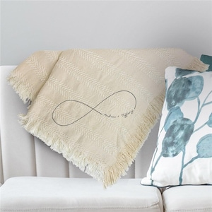 Embroidered Couples Throw, Personalized Embroidered Wedding Gift, Engagement Gifts, Gift For Couples, Infinity Design, Bridal Shower Gift