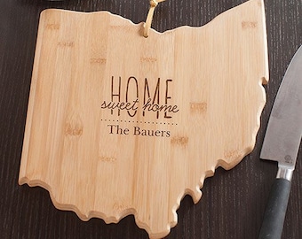 Personalized Home Sweet Home Ohio State Cutting Board, carving board, engraved, kitchen decor, family name, personalized -gfyL10626165OH