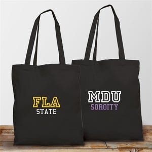 Sac fourre-tout noir personnalisé esprit d'école, cadeau de rentrée des classes, cartable, cadeau d'université, sac de ruée vers une sororité, étudiant, fourre-tout personnalisé