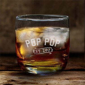 Engraved Dad Established Whiskey Rocks Glass, Personalized Rocks Glass, Christmas Gift For Dad, New Dad Gift, Custom Drinkware, Unique Gift