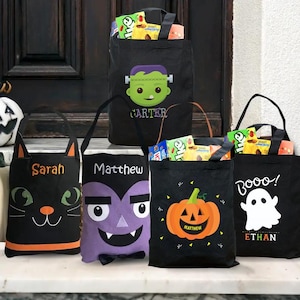Trick or Treat Bag, Girl Halloween Candy Bag, Boy Halloween Bag, Personalized Halloween Basket, Custom Candy Bag, Halloween Tote