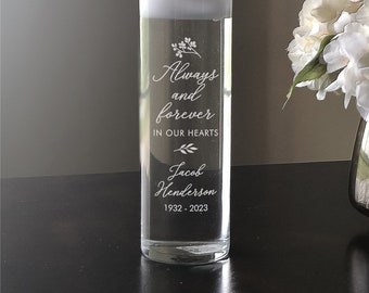Engraved Always And Forever In Our Hearts Floating Candle Vase, glass memorial vase, glass vase, memorial gift, memorial glass -gfyL14927266