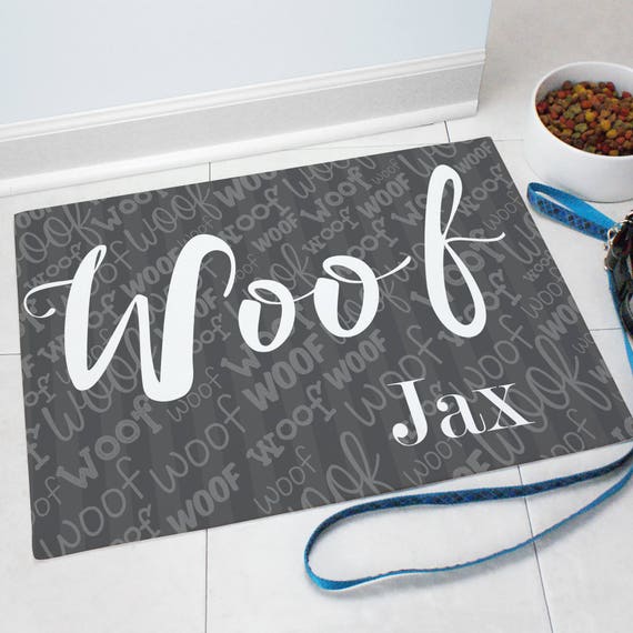 Woof Personalized Dog Doormat, dog mat, pet mat, food bowl mat, custom, dog  decor, dog placemat, paw printed, floor mat -gfy83166527S