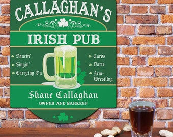 Irish Pub Personalized Wall Sign, printed sign, beer, Father's Day, gifts for dad, man cave, father's day gift -gfy621295