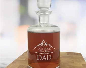 Engraved Our Rock Our Hero Estate Personalized Decanter, 50oz. Decanter, Personalized Gift for Dad, Custom Father's Day Gift -gfyL16347388