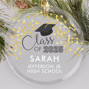 Personalized Class Of Confetti Glass Ornament, Custom Graduation Ornament 2025, Graduation Gift, Class of 2025 Ornament, College Grad