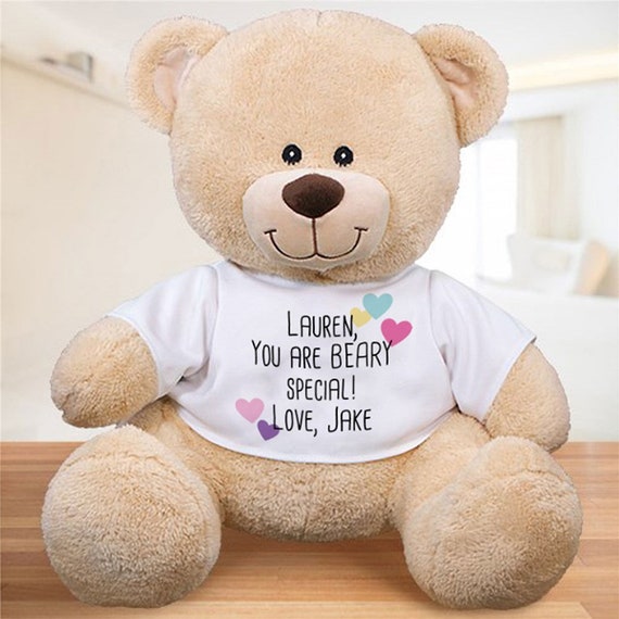 Oso de peluche blanco con texto personalizado + foto en la camiseta,  regalos personalizados, oso de peluche personalizado para novia/familia  para