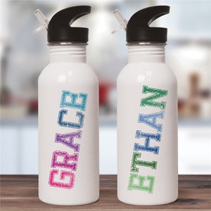 Personalized Distressed Name Water Bottle, School Water Bottle With Name, Grade School Supplies, Sport Water Bottle, Gift For Kids, Birthday